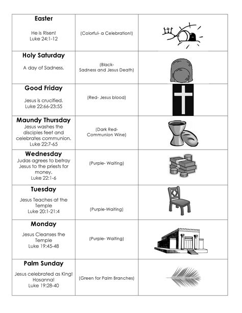 worship  children printable holy week charts