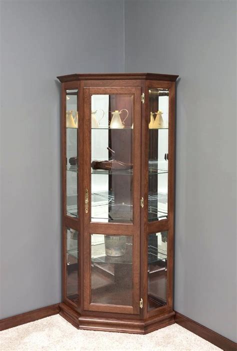 White Corner Curio Cabinet With Glass Doors • Display Cabinet
