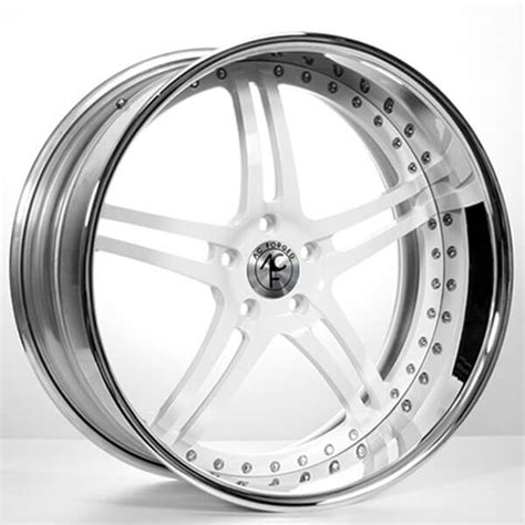staggered ac forged wheels split white face  chrome lip  piece rims ac