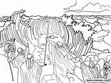 Moses Sea Red Coloring Pages Bible sketch template