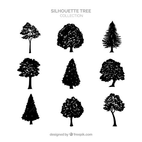 vector silhouette tree collection