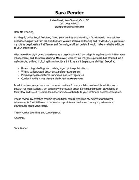 best legal assistant cover letter examples livecareer