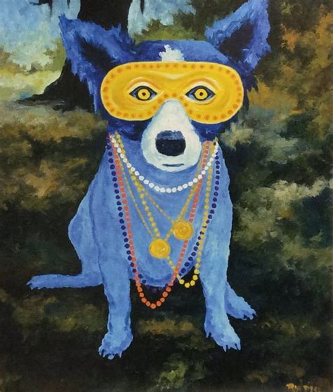 mardi gras dog george rodrigue blue dog  mercari blue dog painting mardi gras dog blue dog art