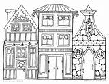 Coloring Village Christmas Pages Printable Villages Color Children Drawing Adult Book Houses Draw Drawings Adults Sheets Drawn Designlooter Print Google sketch template