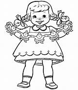 Coloring Girl Little Pages Girls Christmas Doll Paper Template Colouring Blank Exclusive Davemelillo Dolls Templates Popular sketch template