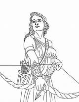 Greek Coloring Goddess Athena Pages Mythology Artemis Her Bow Drawings Color Printable sketch template