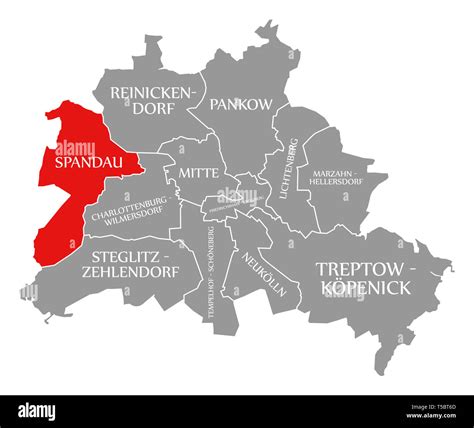 spandau stadtteil rot  der karte von berlin deutschland hervorgehoben