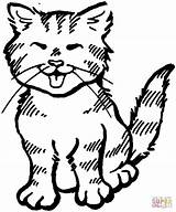 Coloring Pages Kitten Meowing Cat Printable Drawing Puzzle sketch template