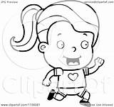 Running Girl Cartoon Toddler Clipart Outlined Coloring Vector Cory Thoman Royalty sketch template