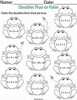 Math Doubles True False Worksheet Frogs Print sketch template