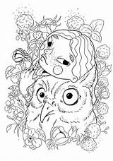 Chouette Owl Kultura Sztuka Hibou Raskrasil Coloriage Drukuj sketch template