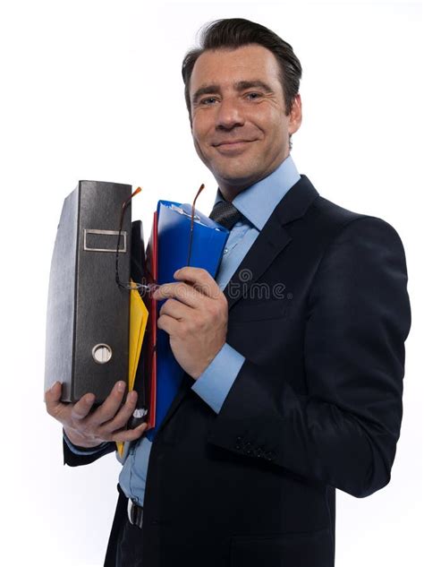man holding files  folders  blurred background stock photo