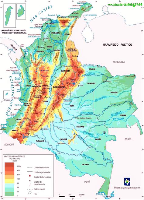 mapa de colombia politico fisico  imprimir