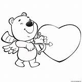 Coloring Valentines Cupid Pages Bear Printable Color Book sketch template