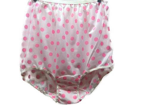 Vintage Pink Polka Dot High Waisted Nylon Panties Vintage