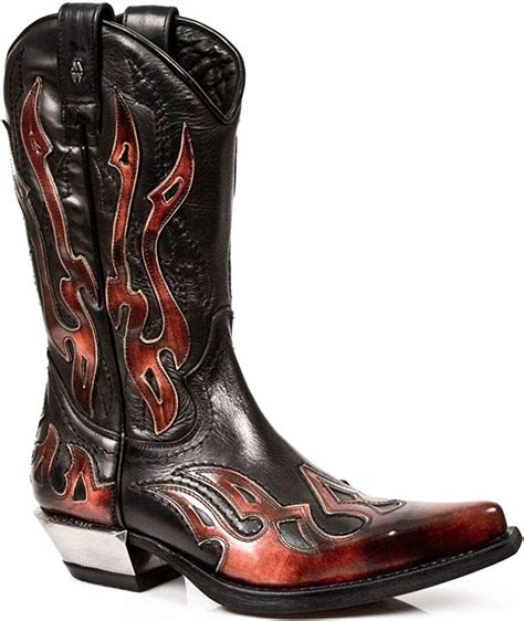 rock red  black flame boots   amazoncouk shoes bags