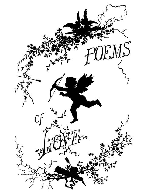 Vintage Clip Art Poems Of Love Silhouette Cupid The