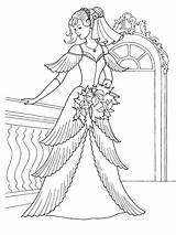 Coloring Wedding Princess Dresses Pages Sheet Dress Printable Colouring Print Barbie Princes sketch template