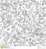 Naadloze Bevallige Kleurende Bloemenpatroon sketch template