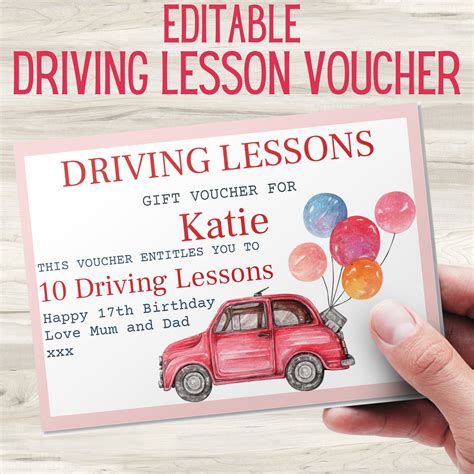 driving lessons voucher template driving lesson gift editable voucher