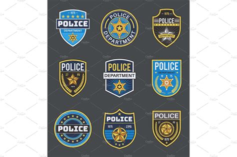 police labels policeman law object illustrations creative market