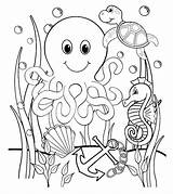 Octopus Seahorse sketch template