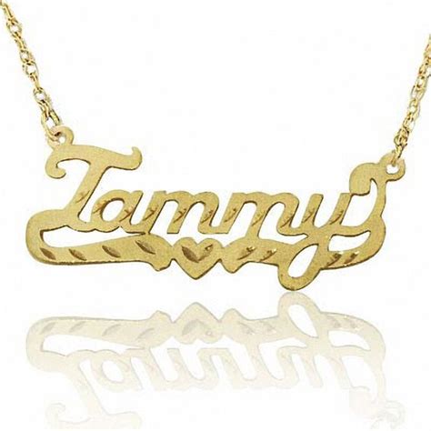 diamond cut name necklace in 10k gold 10 characters