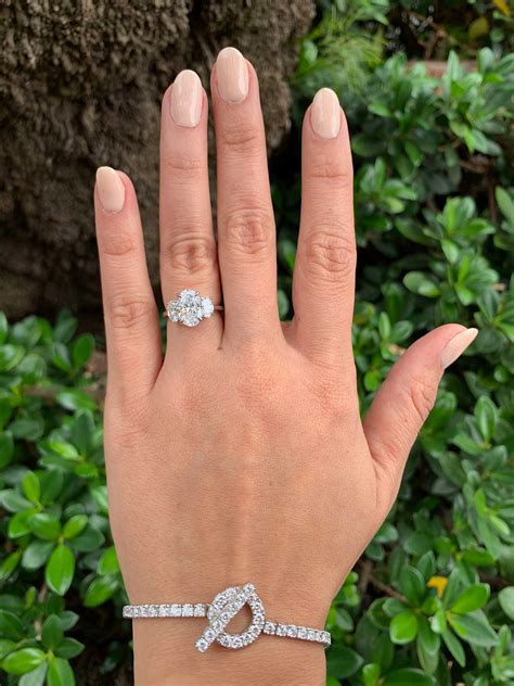 Platinum Three Stone Engagement Ring With Oval Diamonds Richards Gems