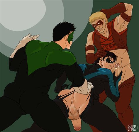 nightwing threesome with red arrow and green lantern gay superhero sex pics superheroes