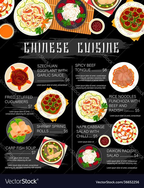 chinese restaurant menu  asian cuisine dishes vec vrogueco