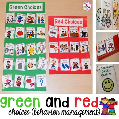 green  red choice board pocket  preschool