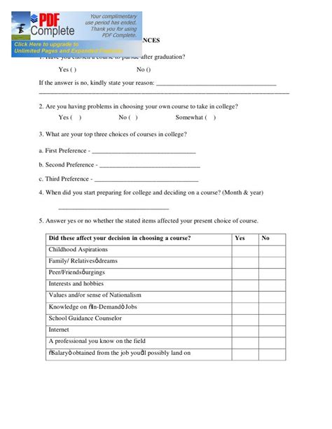 survey questionnaire