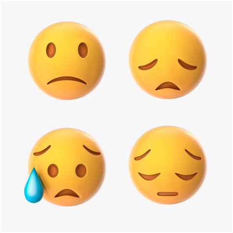 emoji disappointed faces collection 3d model 19 3ds blend fbx