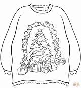 Sweater Christmas Coloring Tree Ugly Sweaters Pages Presents Printable Kids Drawing Fun Supercoloring sketch template