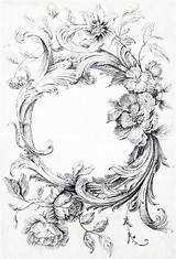 Vintage Scrollwork Acanthus Frame Filigree Floral Border Tattoo Galore Scroll Drawing Decoupage Bilder Ausmalen Clip Coloring Alte Frames Shabby Chic sketch template