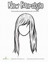 Hair Coloring Pages Color Face Long Visit Drawing Side sketch template