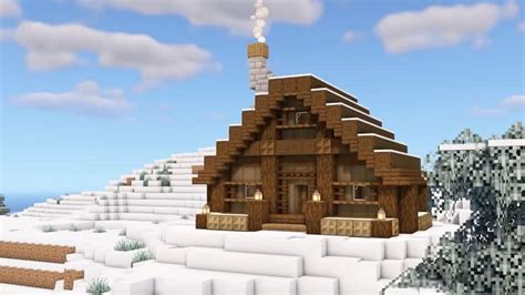 minecraft simple winter christmas log cabin tutorial video   minecraft cottage