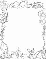 Border Coloring Pages Paper Fantasy Dragons Deviantart Color Mages Book Magic Borders Scroll Printable Myth Frames Blank Holly Vector Witch sketch template