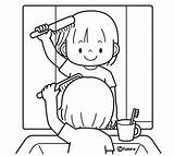 Colorear Para Niños Dibujos Higiene Personal Habitos Rutinas Niña Cabello Kinderen Del Su Los Activiteiten Dagelijkse Ingles Peina sketch template