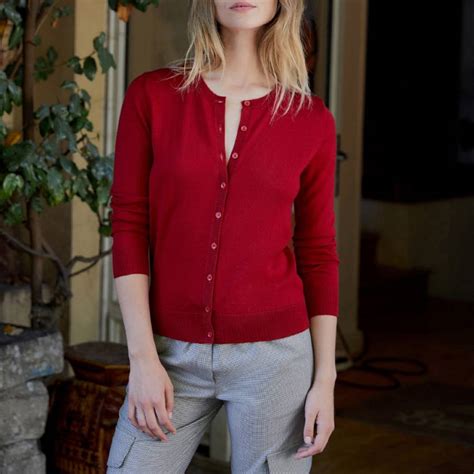 dark red wool cardigan brandalley