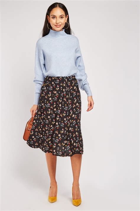 printed floral midi skirt