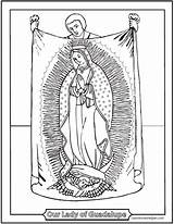 Guadalupe Virgen Tilma Saintanneshelper Virgencita Feast Rosary Coloringhome sketch template