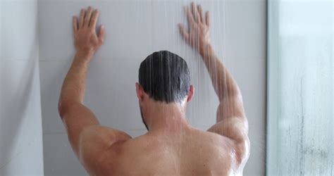 Man Shower Showering Bathroom Home Unrecognizable Stock Footage Video
