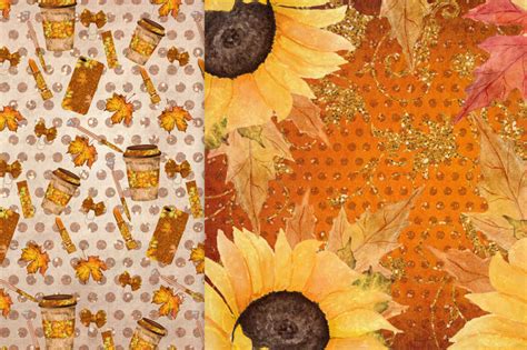 fall digital papers sunflower papersautumn paper pack