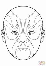 Mask Opera Chinese Coloring Pages Drawing Masks Kids Printable Beijing China Crafts Super Cartoons sketch template