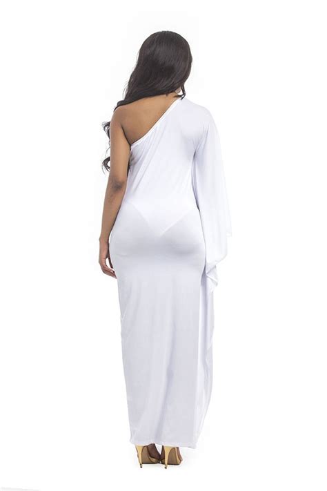One Shoulder Maxi Dress With Fittedand Plus Size Design
