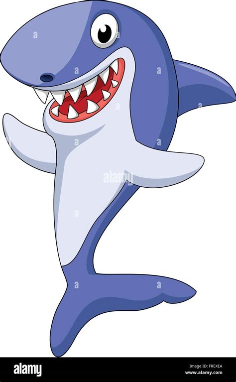 cartoon happy shark stock vector image art alamy