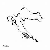 Croatia Outline Map Illustrations Isolated Stock Signature European Country sketch template