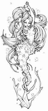 Coloring Pages Mermaid Wicca Artwork Inspiration Painting Color Drawing Adult Tattoo Halloween sketch template