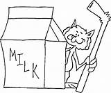 Coloring Milk Cat Carton Straw Netart sketch template